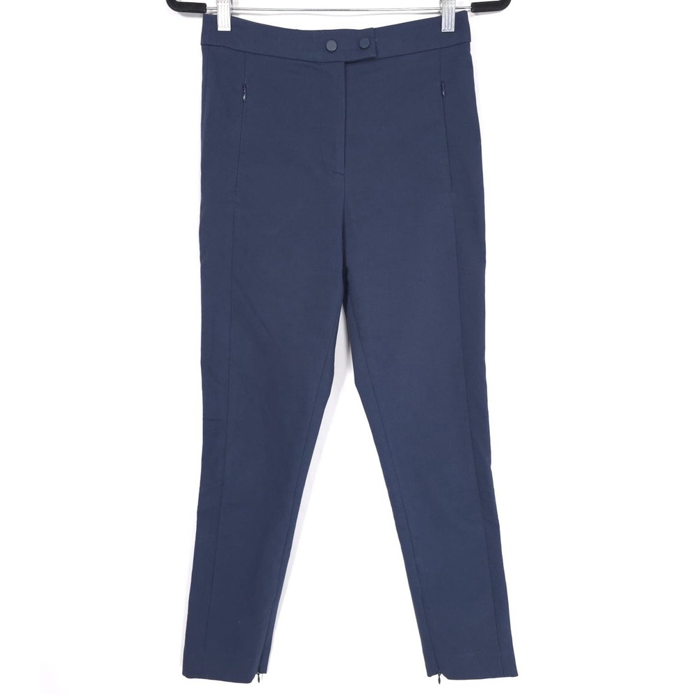 WHISTLES‎ Women's Pants Size 4 Stretch Cotton Navy Trousers Ankle Zip